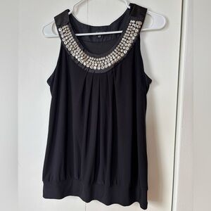 ✨ Studio Mode Black Embellished Sleeveless Blouse - Medium